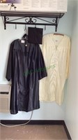 Two graduation gowns - black one is for