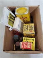 Schaeffers Pen Ink w/ Boxes, Vintage Drug Bottle,