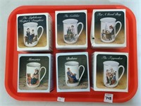 6 Norman Rockwell Mugs w/ Boxes