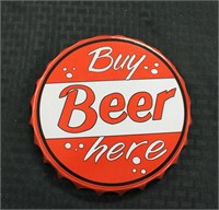 Round bottlecap Buy Beer Here sign