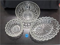 Three Large Decorative Serving Dishes / Bowls