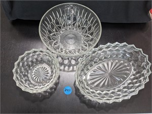 Three Large Decorative Serving Dishes / Bowls