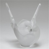 Lalique French Crystal Vase, "Sylvie" 2-Dove