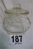 Vintage Glass Peanuts Jar with Peanut Top(R1)