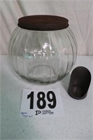 Vintage Hoosier Cabinet Sugar Jar with  a Metal