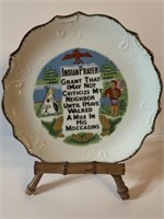Indian Prayer Porcelain Plate on Wood Stand