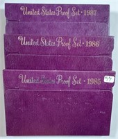 1985, 1986 & 1987  US. Mint Proof sets