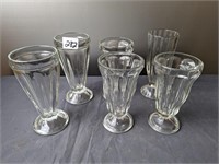 6 Various Size Sundae/Float Glasses