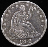 1858-S SEATED LIBERTY HALF DOLLAR AU/BU