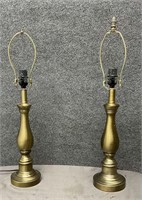 Pair of Brushed Brass Lamps