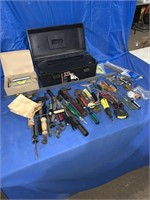 Plastic toolbox and a quantity of tools