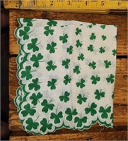 Vintage St Patricks Clover Handerkerchief