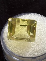 11.49ct Lemon Yellow Quartz Gemstone in Gem Jar