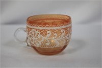 A Handpainted Orange Colour Glass Cup