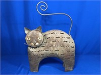 METALWARE CAT YARD DECOR / CAT CANDLE