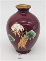 Mini Asian Bud Vase w Gold Character Marks 3.25"
