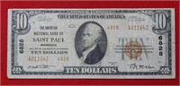 1929 $10 National Currency #6828 St Paul MN