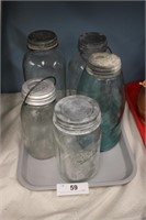 COLLECTION OF 5 VINTAGE JARS WITH LIDS