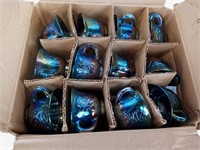 Vintage Blue Carnival Glass Punch Cups