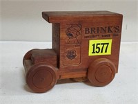 Brink's Security wooden truck bank