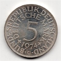 1974 G Germany 5 Mark Silver Coin