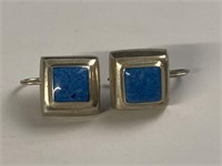 925 and Blue earrings, total weight 11.69 grams