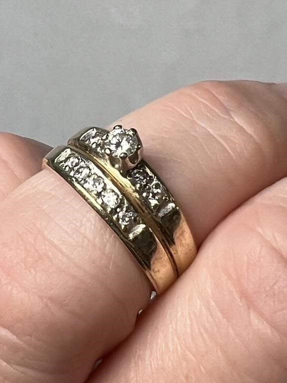14k gold wedding and engagement ring