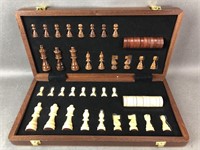 Wooden Chess & Checker Set
