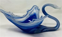 MCM Sooner Art Glass Swan Bowl