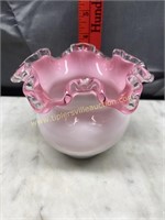 Fenton pink silvercrest bowl vase