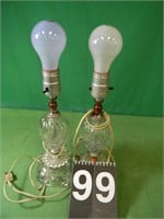 Pair Of Vintage Hobnail Lamps Both Work