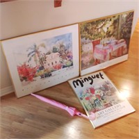 Large Pink Paintings and Umbrella