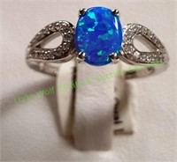 Sterling Silver Lab Opal CZ Ring