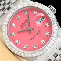 Rolex Men Datejust French Rose Pink Diamond Watch