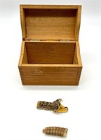 REAL SNAKE HEAD & RATTLE IN WOOD BOX