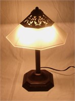 Modern metal & glass table lamp.