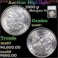 1900-p Morgan Dollar $1 Graded ms66+ By SEGS