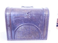 Réplique malette antique en bois; couvercle bombé