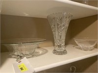 Large Vintage Crystal Vase and 2 Crystal Bowls