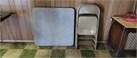 Cosco Card Table and 4 Metal Chairs