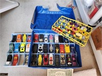 Vintage Hotwheels toy cars in Matel carrying case.