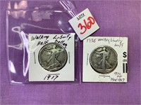 1917 & 1936 Walking Liberty Half Dollars