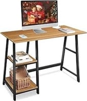 QooWare 110cm Writing Desk with 2 Storage Shelves