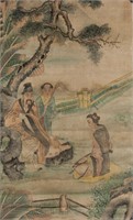 16-18 Century Chinese Watercolour Silk with Seals
