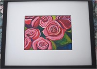Signed Original Acrylic "Roses" Fine Art Framed