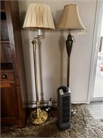 (1) Brass Floor Lamp, (1) Metal Floor Lamp and