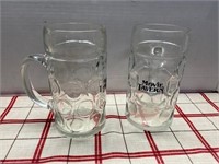 2 LARGE HEAVY HANDLED GLASSES FROM MOVIE TAVERN