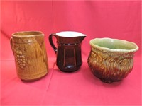 Three Pieces of Glazed Pottery