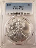 2000 American Silver Eagle, Graded PCGS MS69