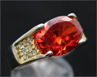 Mans 10K Gold Plated Artificial Ruby Costume Ring